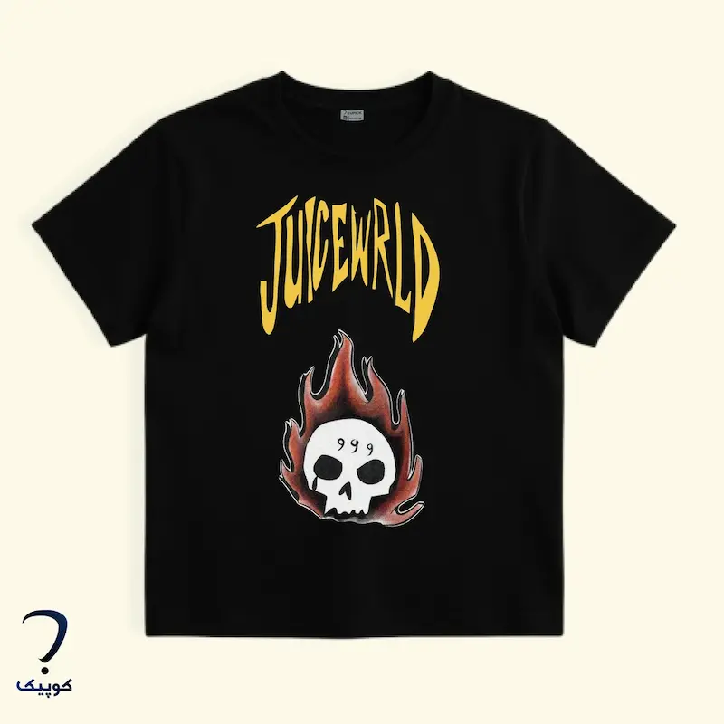تیشرت مشکی نخی با چاپ گرافیکی الهام گرفته از Juice WRLD