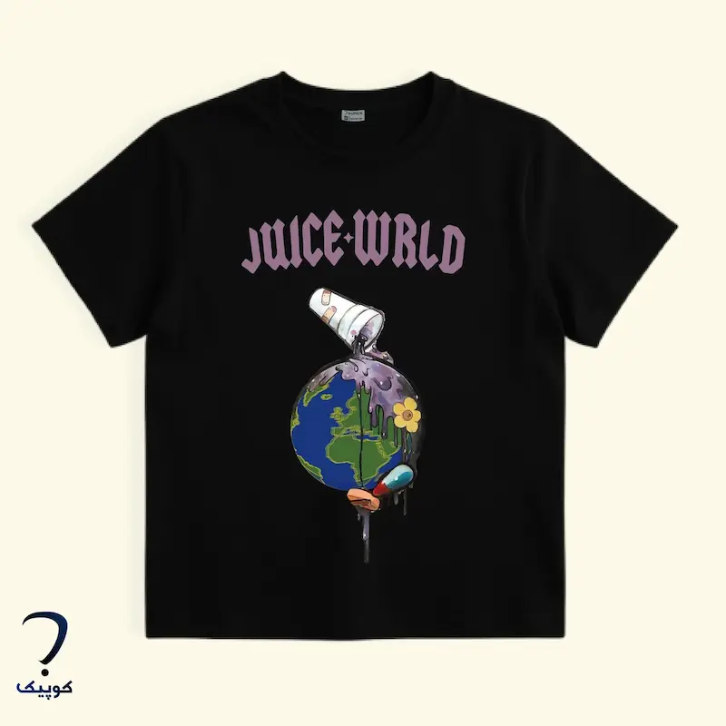 تیشرت مشکی نخی با چاپ گرافیکی الهام گرفته از Juice WRLD