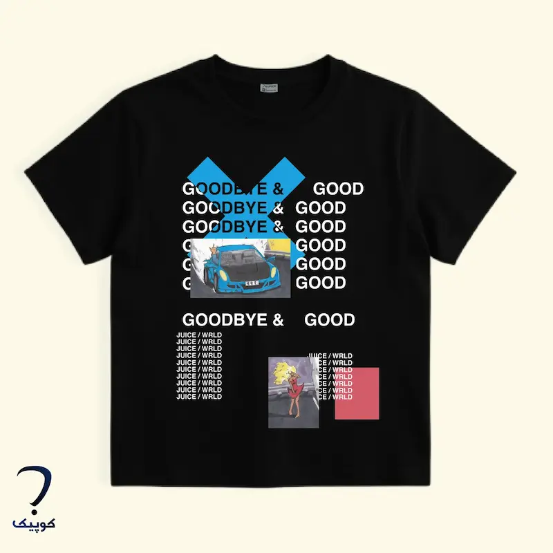تیشرت مشکی نخی با چاپ گرافیکی الهام گرفته از Juice WRLD