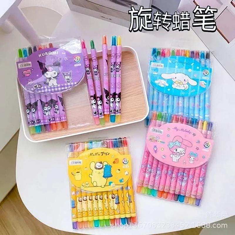مداد شمعی پیچی (پاستل) کرومی و سانریو 