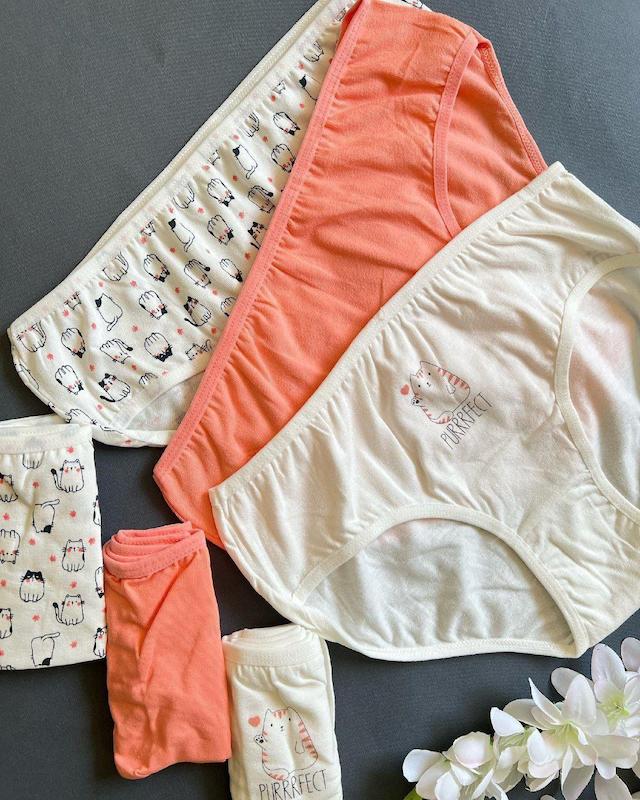 شورت اسلیپ دخترانه کوزا ترک طرح گربه نارنجی 