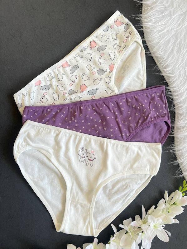 شورت اسلیپ دخترانه کوزا ترک طرح گربه بنفش 