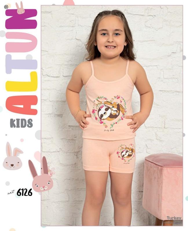 ست زیرپوش (تاپ) و شورت پادار دخترانه آلتون ترک طرح تنبل