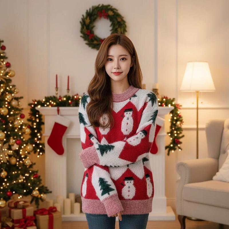 ژاکت بافت زنانه طرح آدم برفی وارداتی 