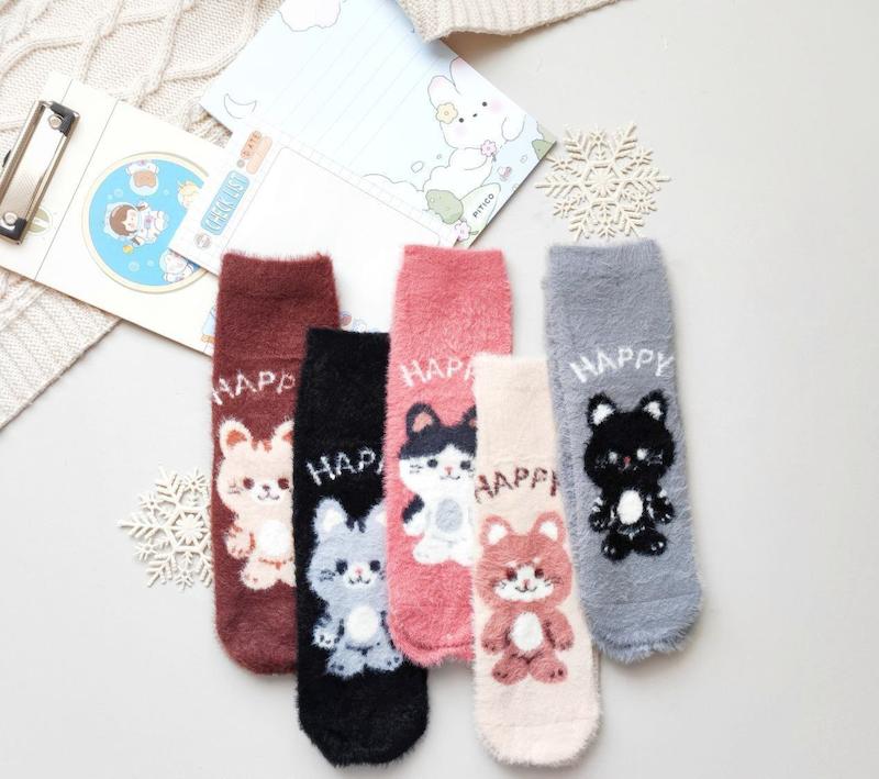 جوراب موهر زنانه طرح گربه