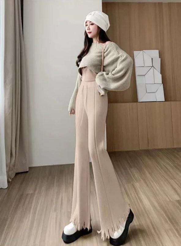 شلوار بگ زنانه باف موهر وارداتی پایین ریش