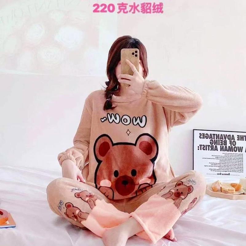 ست بلیز آستین بلند و شلوار زنانه تدی فانتزی طرح خرسی