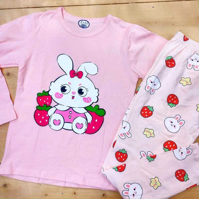 ست بلیز آستین بلند و شلوار دخترانه طرح خرگوش 