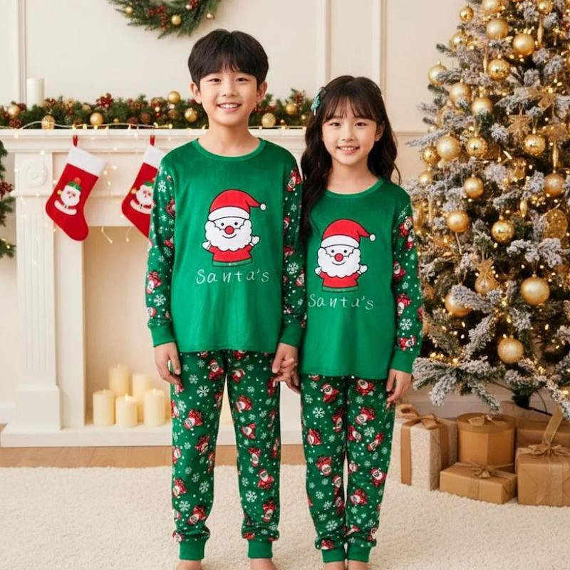 ست بلیز آستین بلند و شلوار بچگانه طرح کریسمسی 