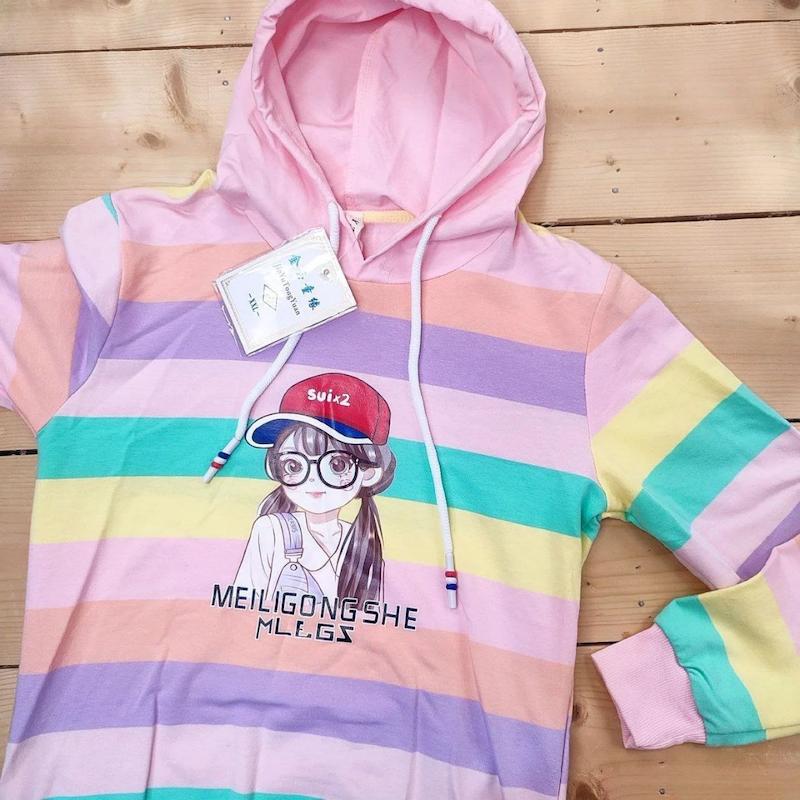 هودی دخترانه کلاه دار راه راه 