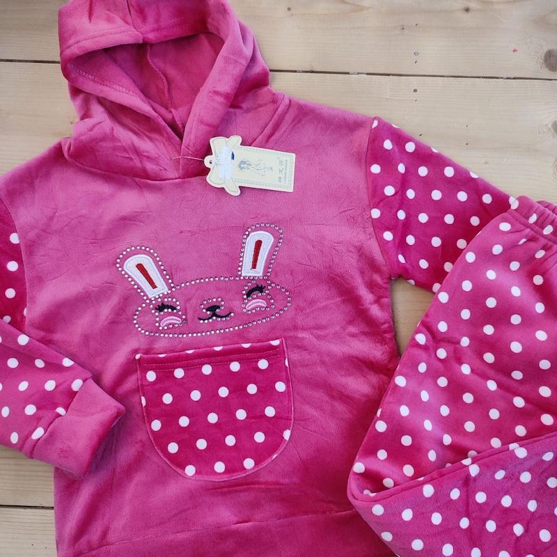 ست سویشرت و شلوار کلاه دار مخملی بچگانه 