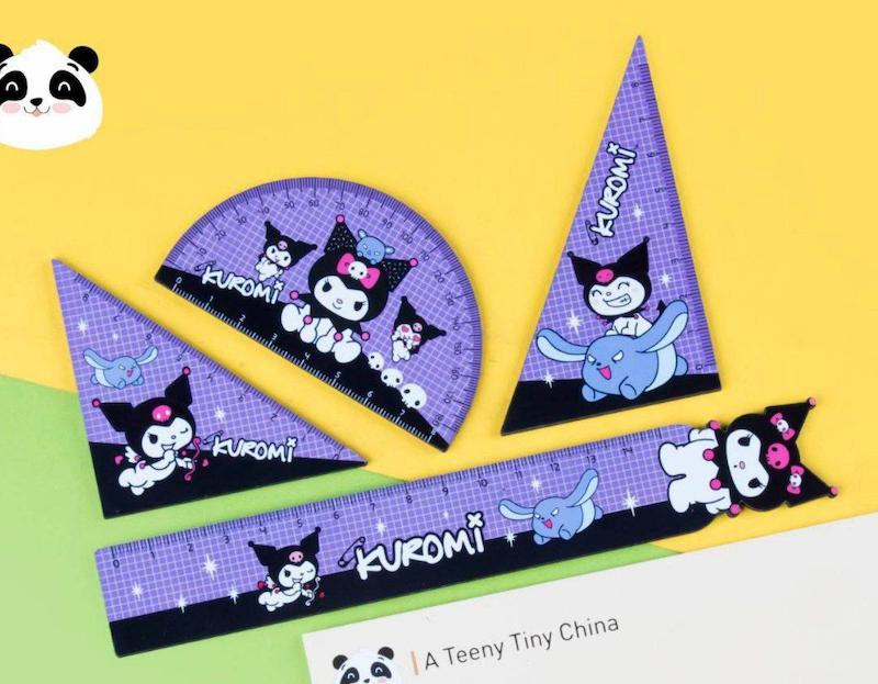 ست خطکش گونیا و نقاله کرومی و سانریو 