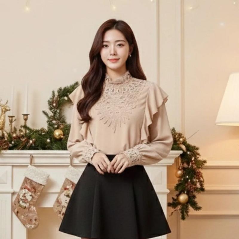 شومیز زنانه یقه گیپور وارداتی 