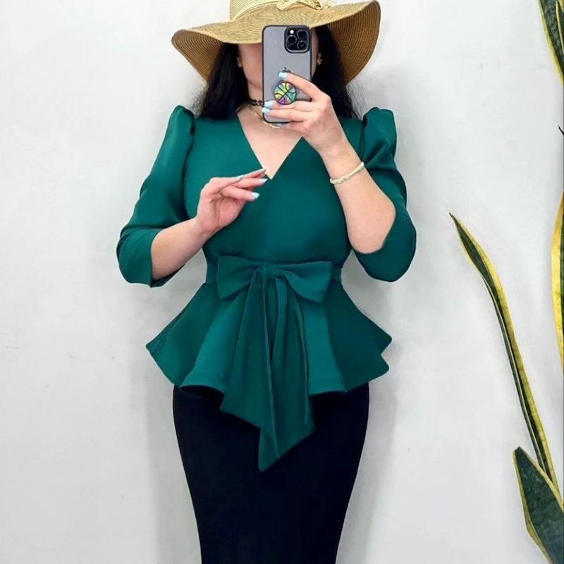 شومیز زنانه کمر پاپیون وارداتی 