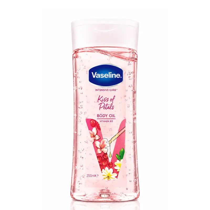 روغن بدن وازلین Vaseline Kiss of Petals عصاره گل ها با ویتامین B3 