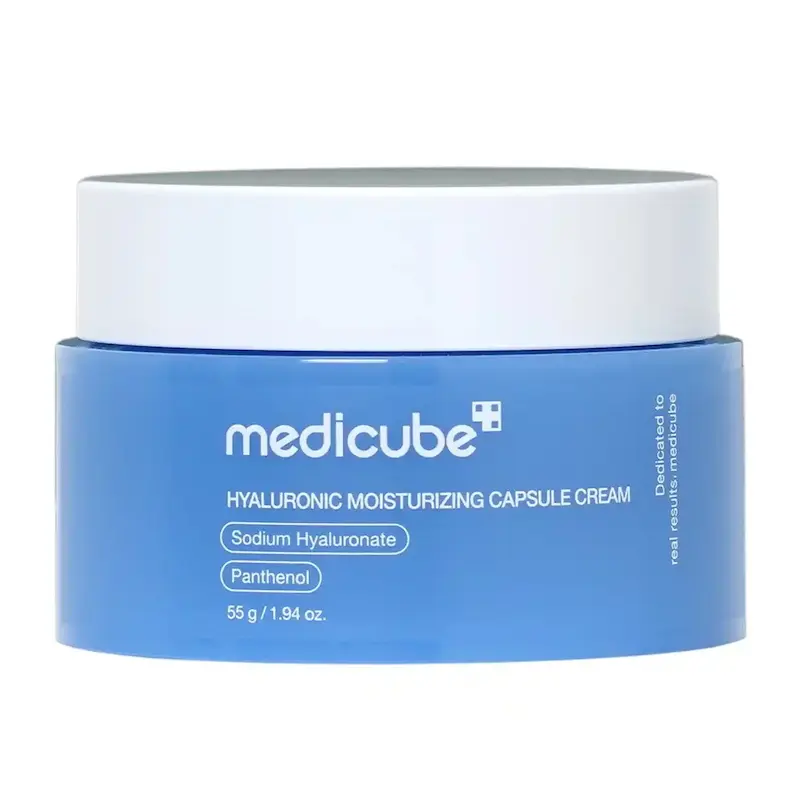کرم آبرسان و تقویت‌کننده پوست کپسولی هیالورونیک مدی کیوب آبی — Medicube Hyaluronic Acid Capsule Cream