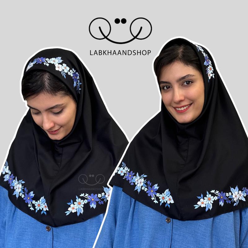 مقنعه طرح گل آبی(دو طرف جلوی مقنعه و تل مقنعه) ۱۴۴