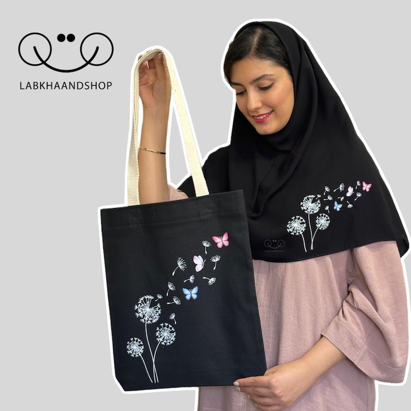 ست مقنعه و توتبگ طرح قاصدک چاپی 