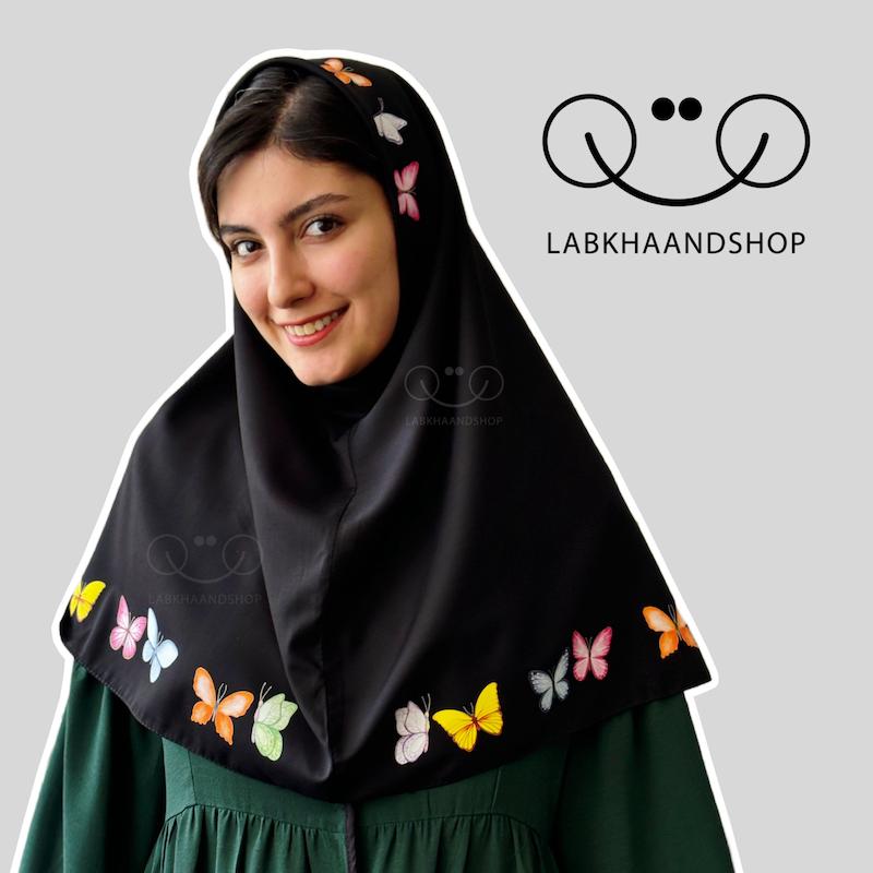 مقنعه پروانه دورتادور طرح چاپی 