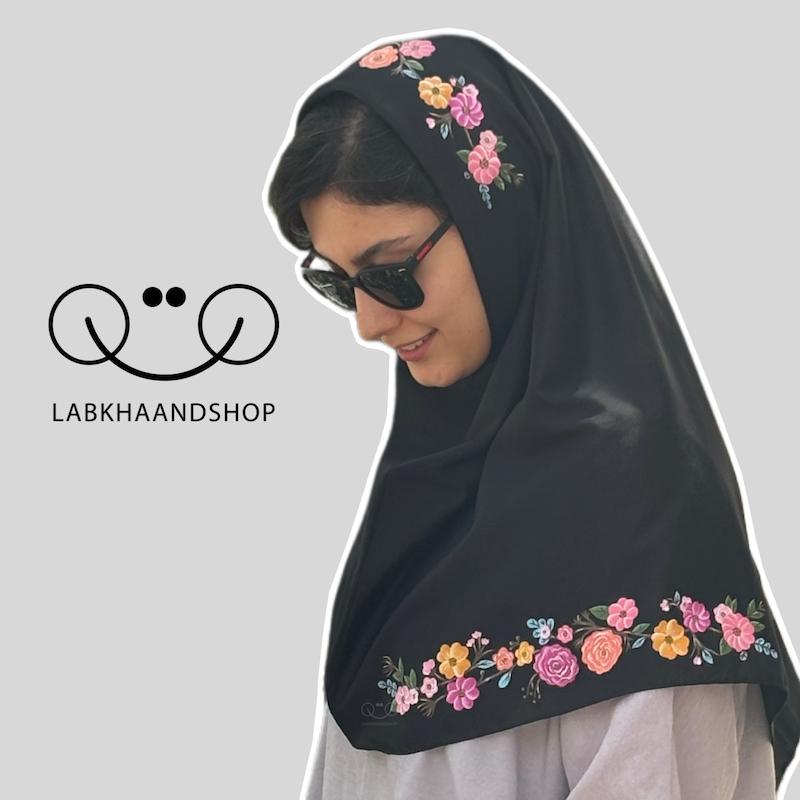مقنعه گل بهاري رنگی نقاشی
