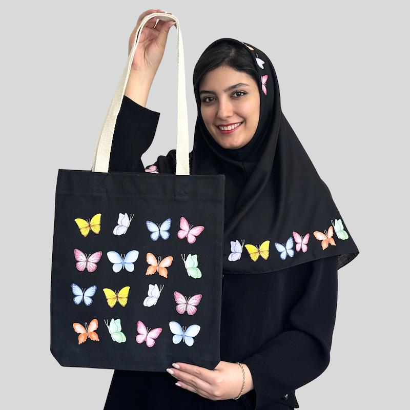 ست مقنعه و توتبگ طرح معلمی چاپی 