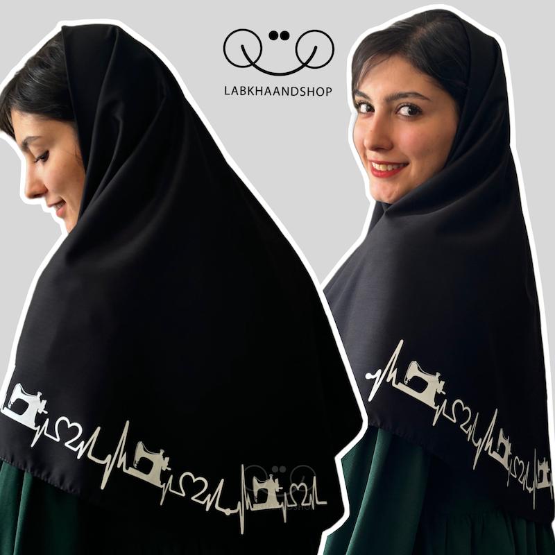 مقنعه طرح خیاطی چاپی( طرح از پهلوی جلو شروع تا پشت مقنعه چاپ شده)