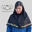 مقنعه طرح الفبا دوطرف جلوی مقنعه چاپی
