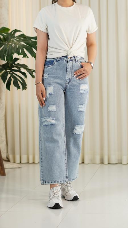 شلوار زنانه واید لگ زاپدار کد 5121