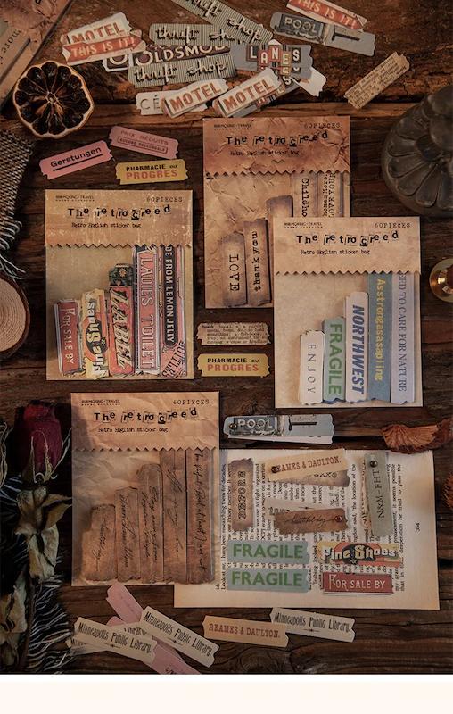 پک استیکر وارداتی Retro English