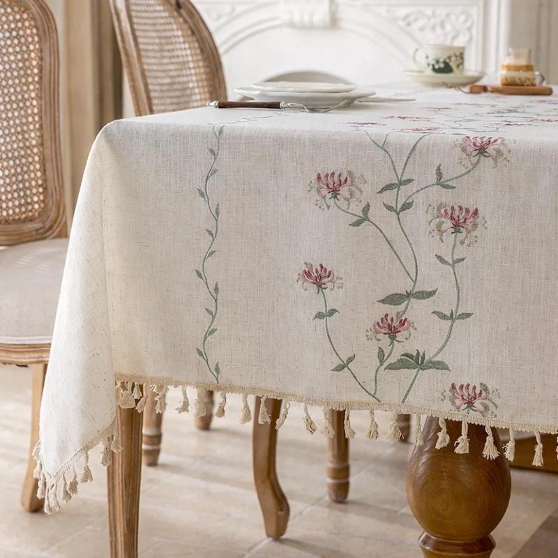 رومیزی لینن مدل Red Flora