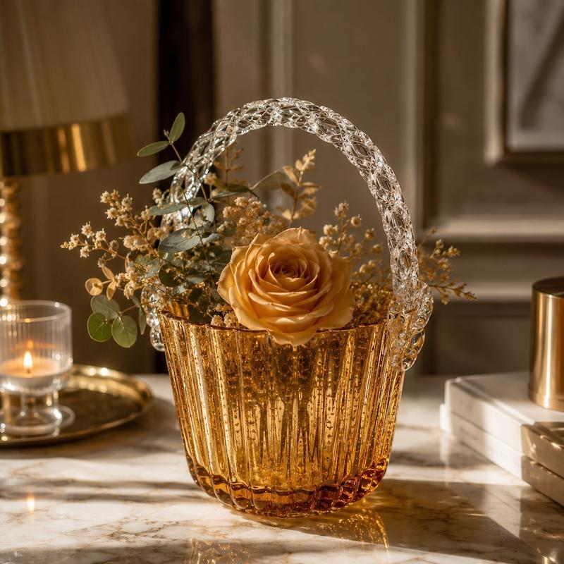 سبد دکوراتیو شیشه‌ای Amber Glow 