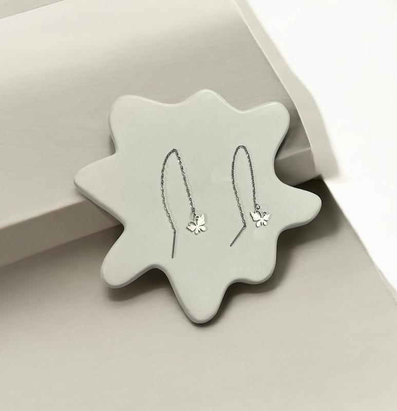 گوشواره زنانه بخیه ای طرح پروانه کد ۳۳۳۷۰۳۳