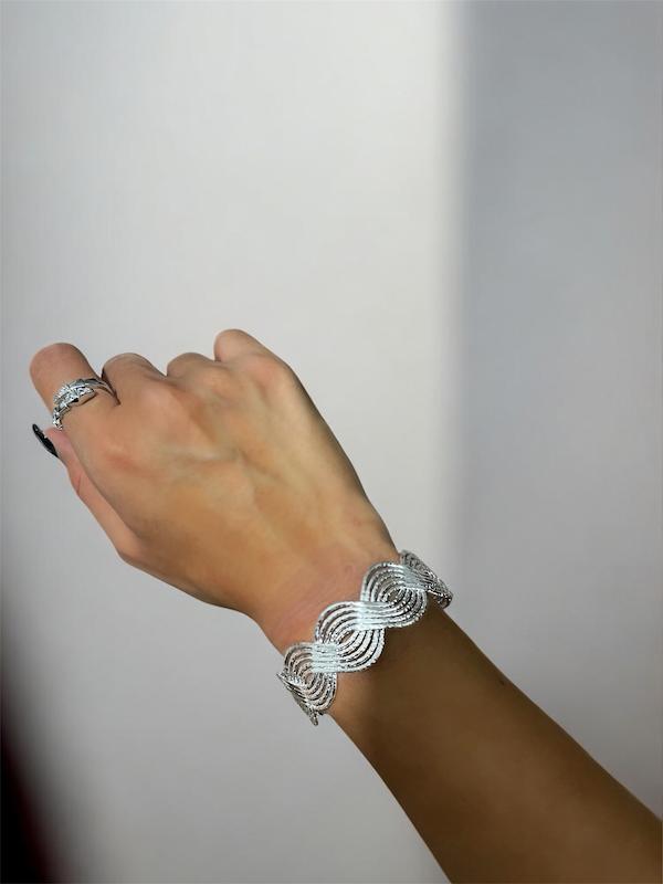 بنگل زنانه بافتی مار پیچ درشت کد 3332034