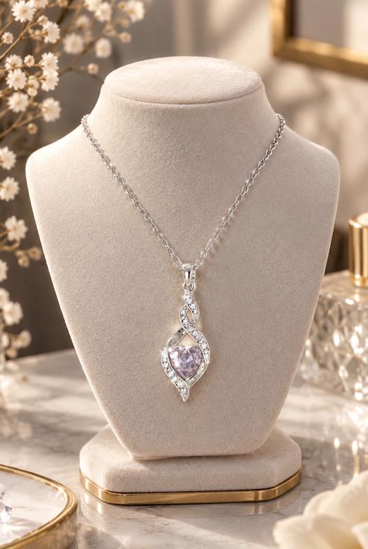 گردنبند زنانه قلبی نگینی کد3336011