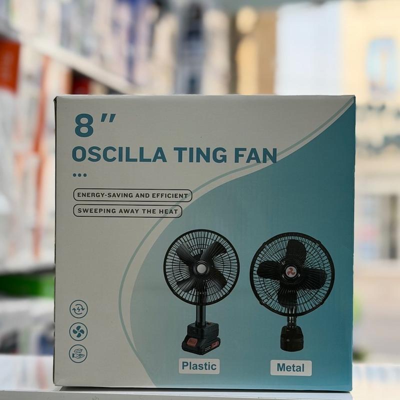 پنکه 8 اینچ گردن متحرک چرخشی مدل OSCILLA QL-588-8 تک باطری
