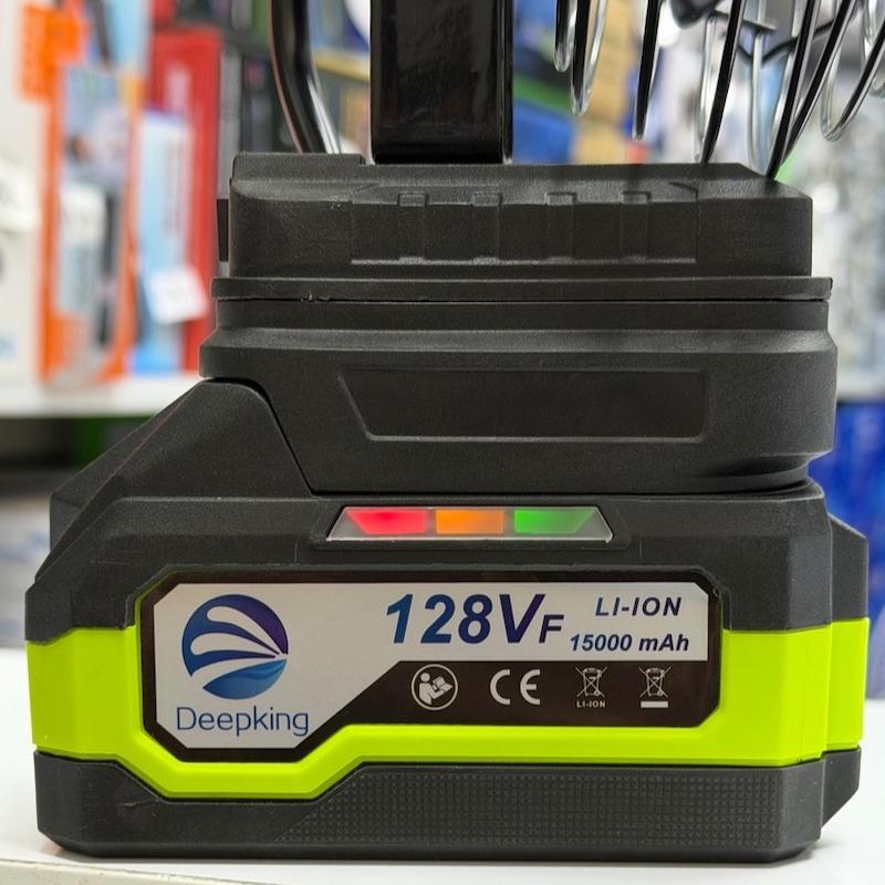 پنکه‌شارژی تمام فلز دیپ کینگ DK-137  همراه باطری 128v(پک ده عددی) نمایشگر شارژ و دو خروجی پاوربانک