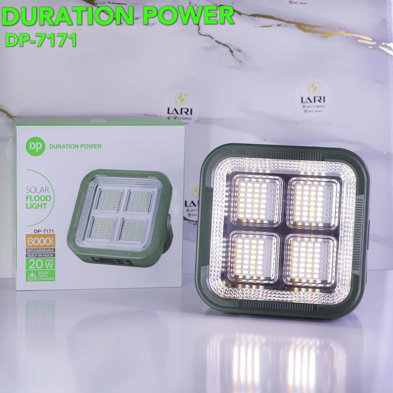 پروژکتور شارژی خورشیدی برند دی پی مدل DP-7171 با پنل متغیر دارای 3 متر کابل و پاوربانک