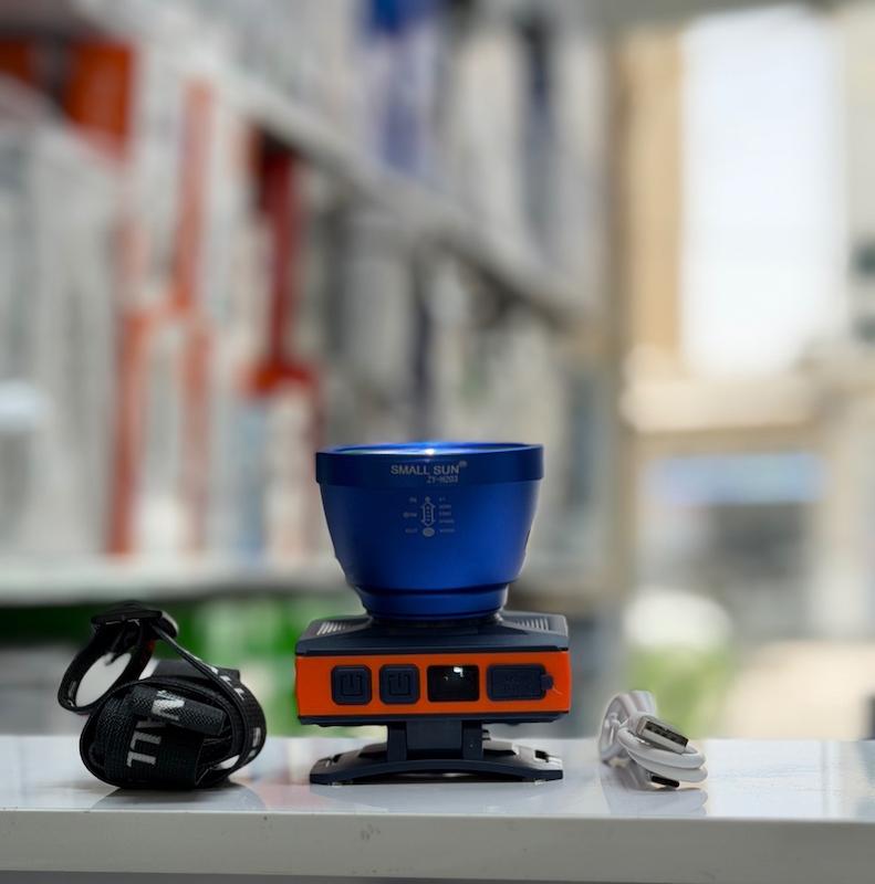 چراغ پیشانی،هدلایت شارژی Small Sun H203 دارای نشانشگر درصد شارژ , سنسور،قابلیت زوم نور و تعویض باطری 
