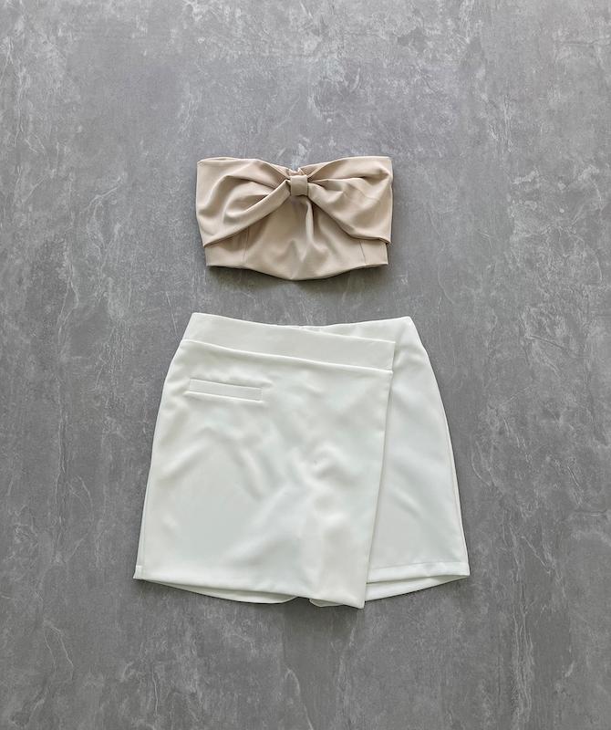 ست کراپ و دامن شلوارکی