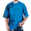 تیشرت آستین کوتاه مردانه باکسی آبی طرح هنری