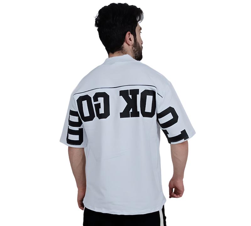 تیشرت آستین کوتاه سفید طرح گود لاک