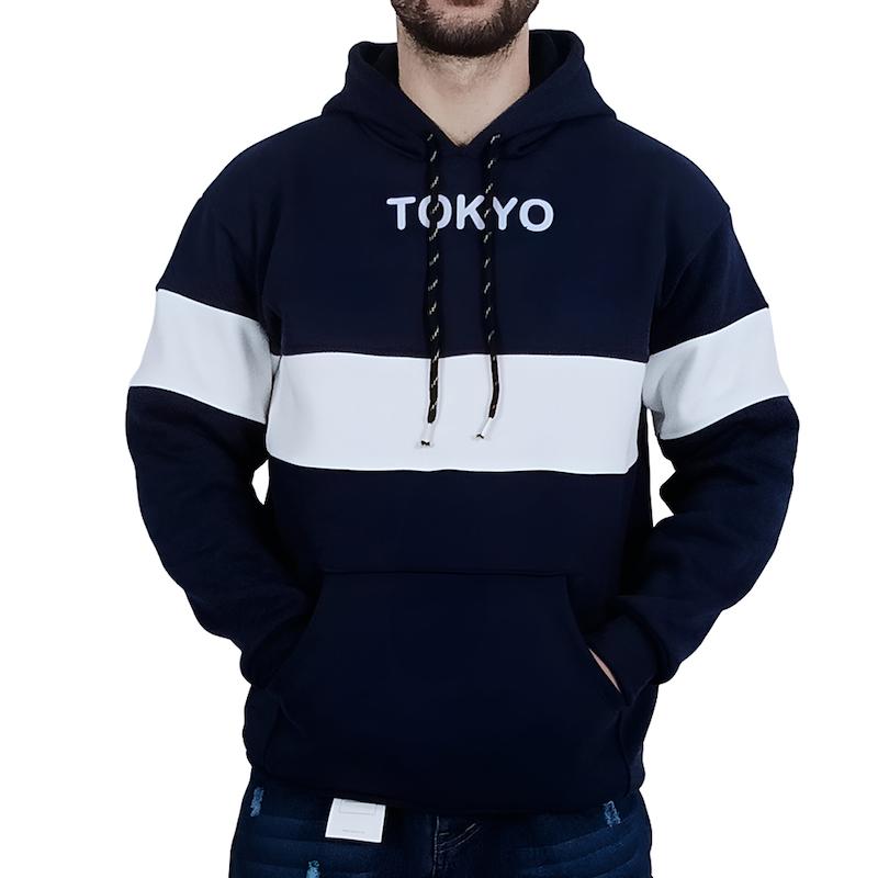 هودی کلاهدار مردانه سرمه ای  طرح رینگی