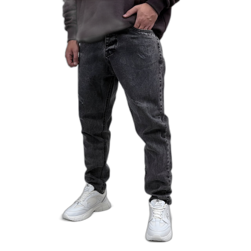 شلوار جین مام فیت مردانه طوسی طرح ساده