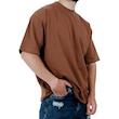 تیشرت ساده آستین کوتاه مردانه قهوه ای مدل پنبه دونخ