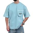 تیشرت آستین کوتاه مردانه آبی جیبدار مدل stwd