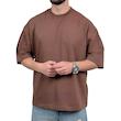 تیشرت ساده مردانه قهوه ای مدل پنبه دو نخ