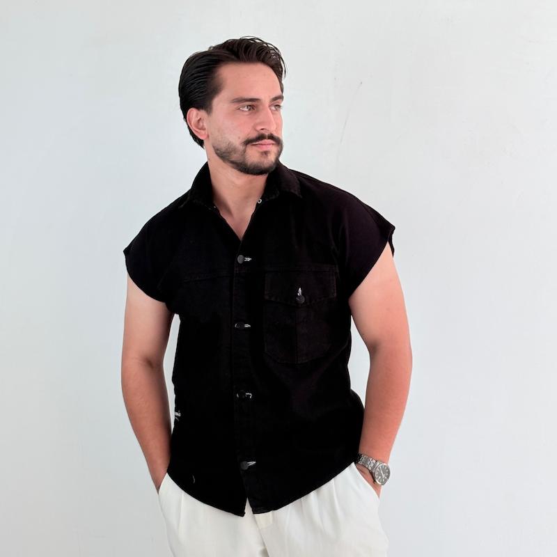 وست جین مشکی مدل جیبدار