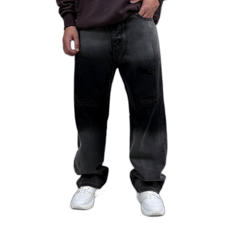 شلوار جین بگ مردانه طوسی مشکی مدل دورنگ