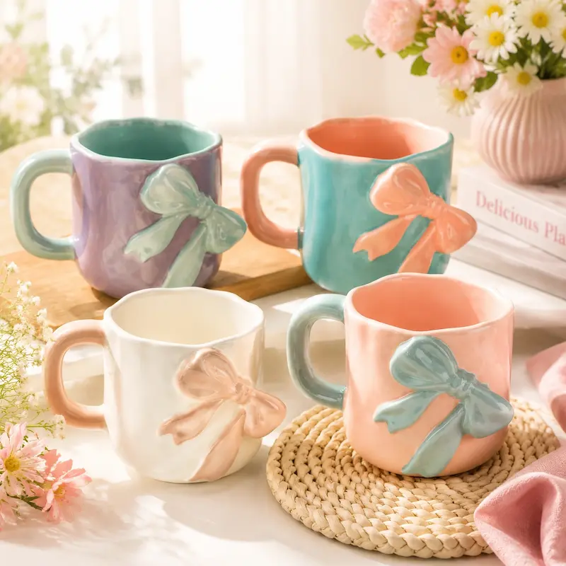 ماگ بزرگ سرامیکی پاپیونی برجسته ۵۰۰ میلی لیتر