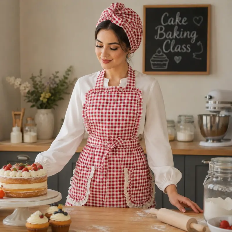 پیشبند چهارخونه شیک (باریستا،هنرمند،آشپزی)